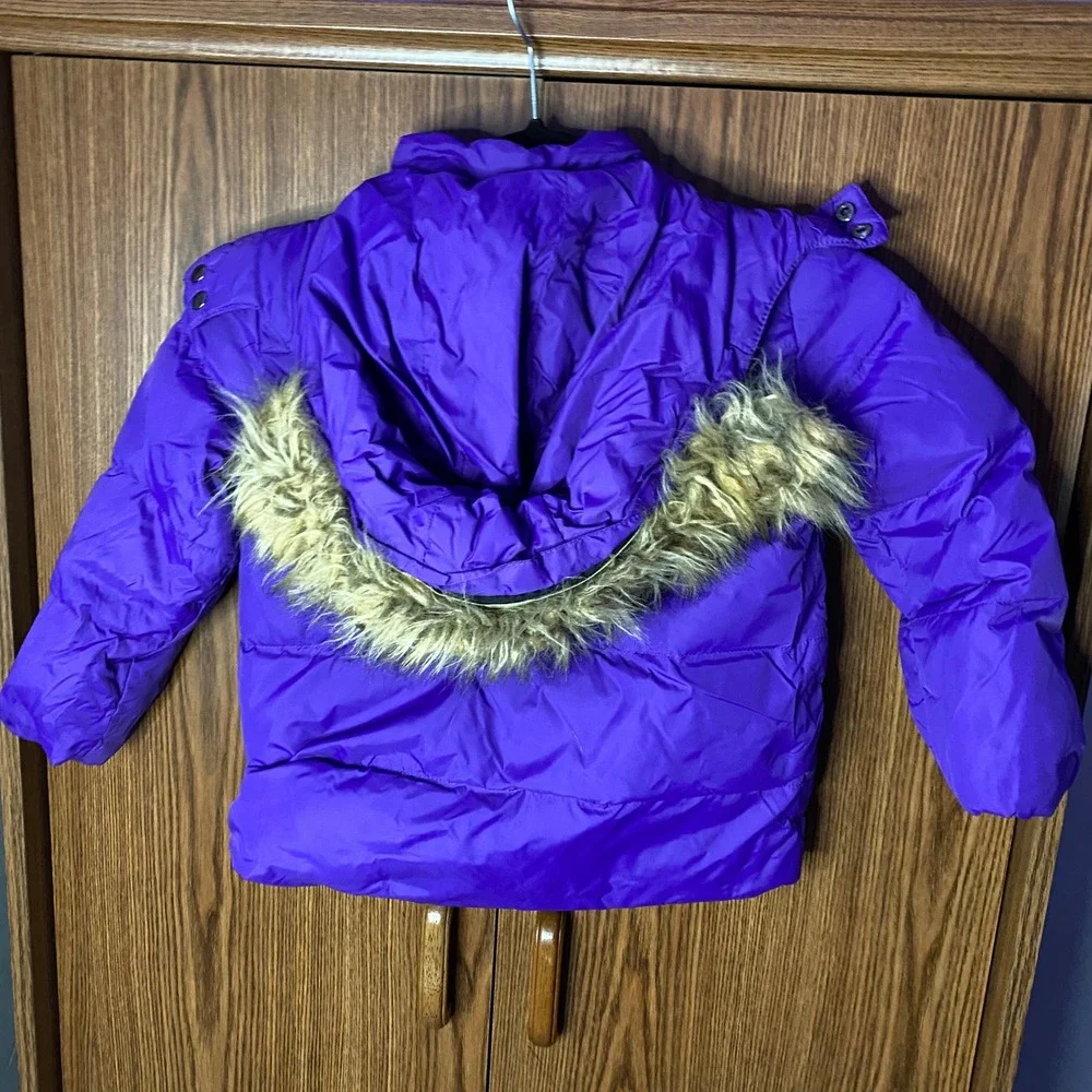 JiAmy 2 piece Snowsuit Kids Size 3T Purple Down Puffer Jacket and Bib Overalls
